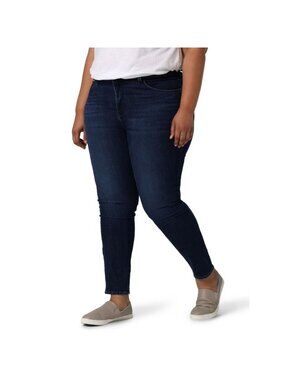 Lee Women's Plus High Rise Skinny Jean, Size 20W, Skinny Leg, Medium Wash Demin